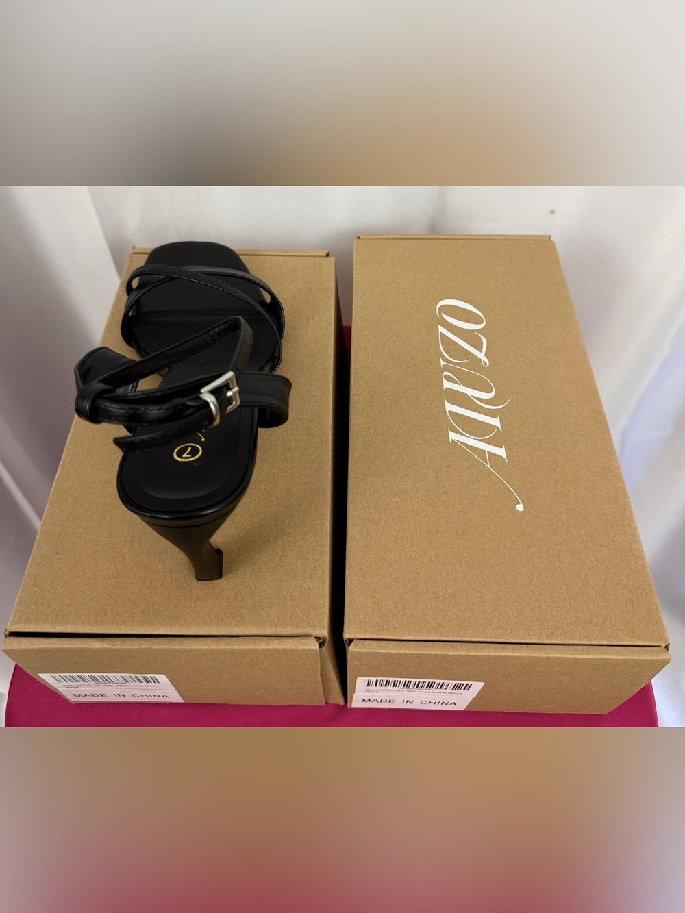 Black Ankle-Strap Square Toe 3” Short Stiletto Heel Sandals US 7 & 9.  NWT - Picture 13 of 15